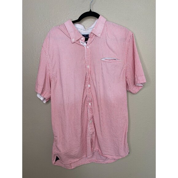 Buffalo‎ David Bitton Mens Pink Shirt XXL short sleeve button up cotton collared - Picture 2 of 7